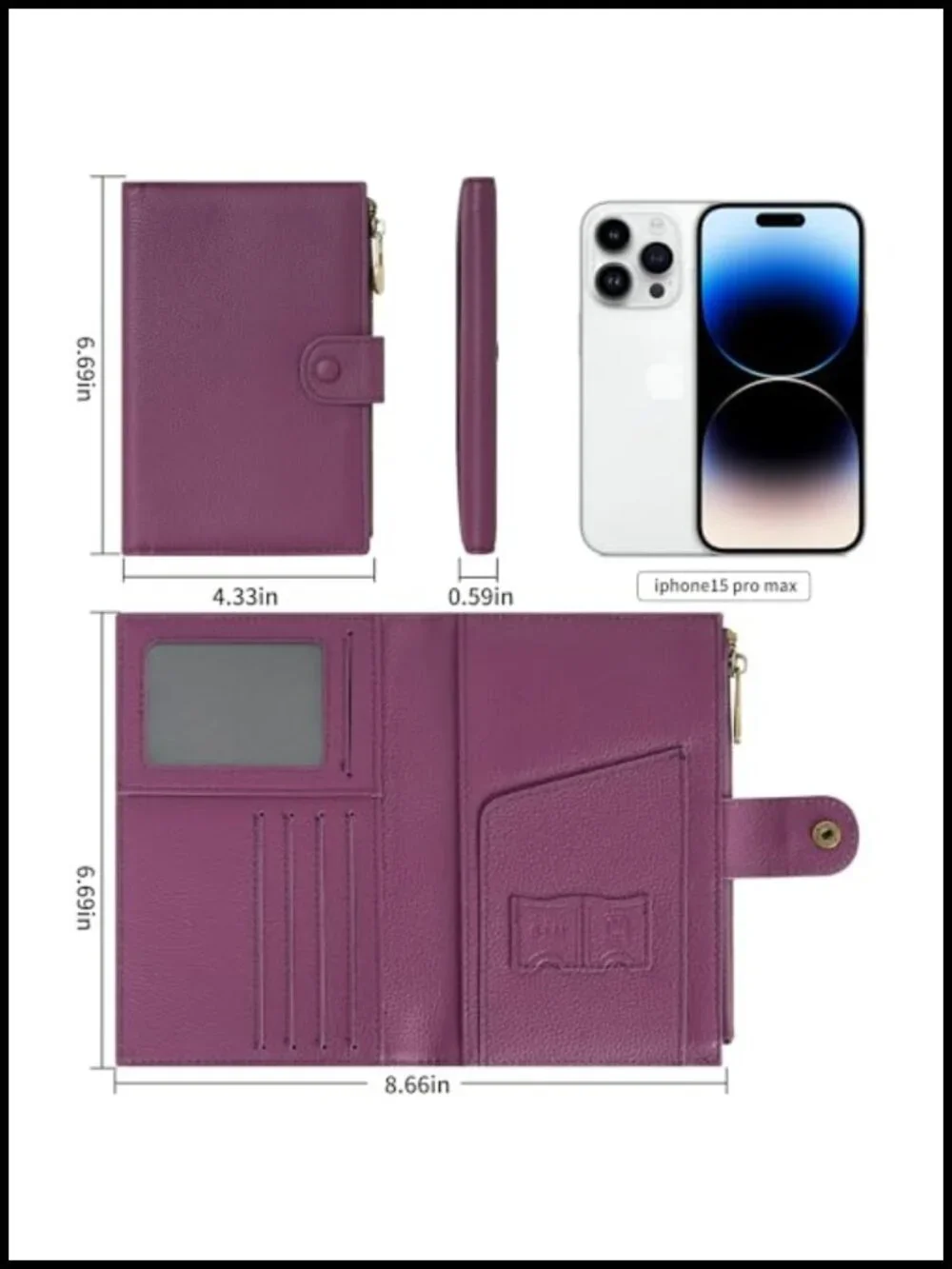 Genuine Leather Passport Cover RFID Blocking Travel Wallet with Zipper Pocket